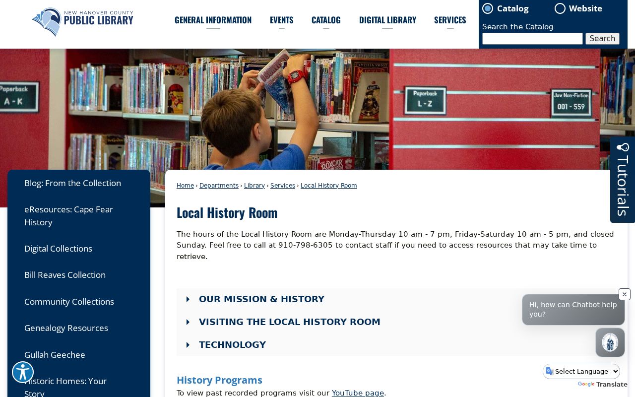 New Hanover residents directory Local History Room hours