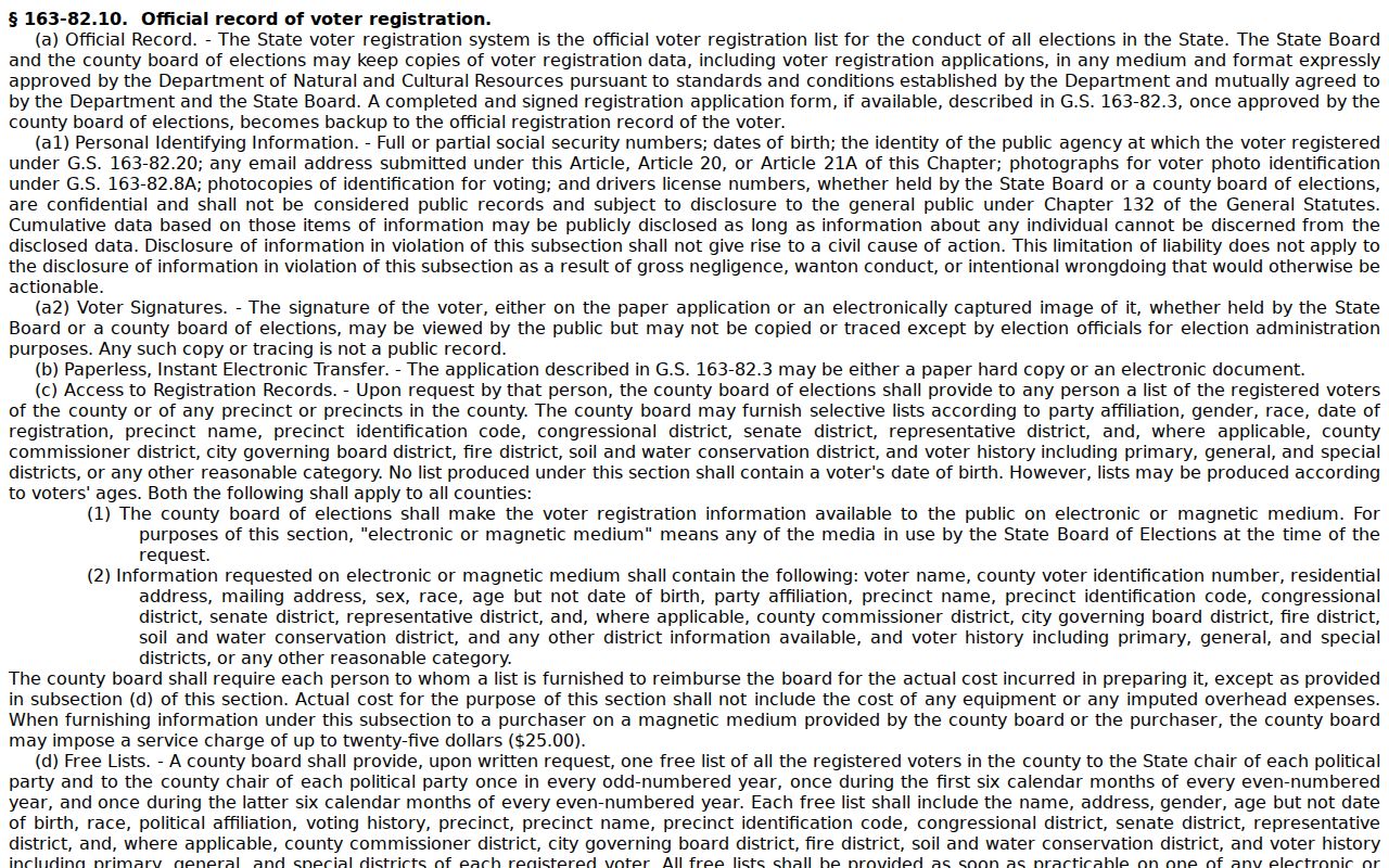 New Hanover resident lookup voter file statute