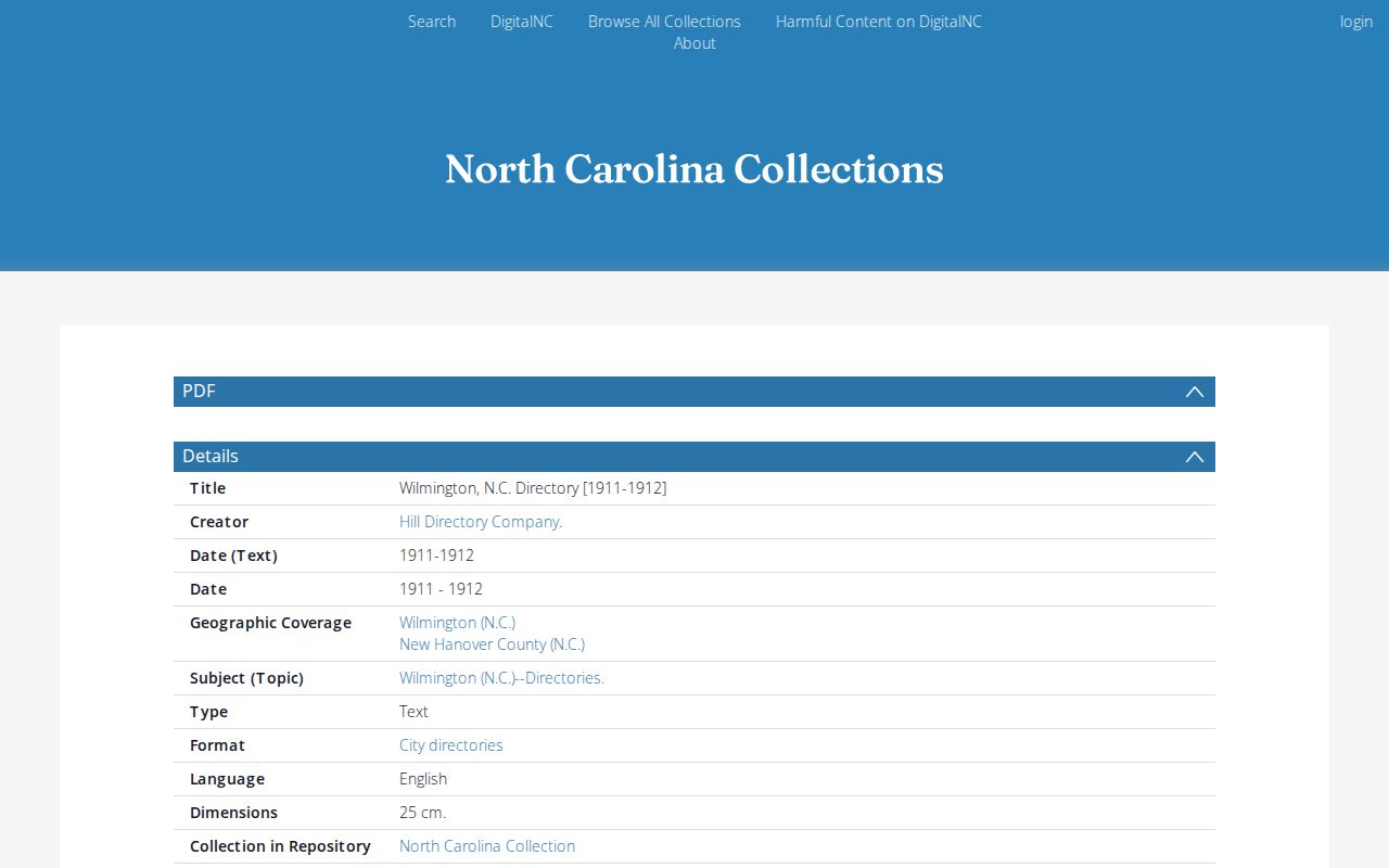 New Hanover city directory 1911-12 DigitalNC record