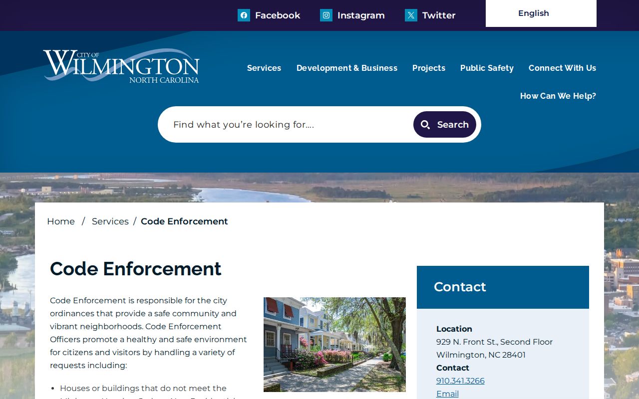 New Hanover Street Directory Wilmington code enforcement source